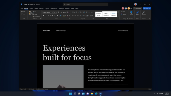 Novo design do Microsoft Office no Windows 11 (Imagem: Divulgação)