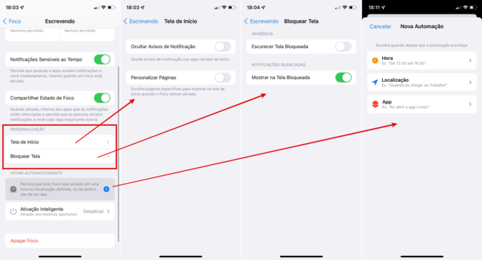 Personalizar perfil de Foco no iPhone com iOS 15 (Imagem: Reprodução/Apple)