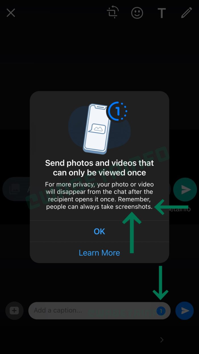 WhatsApp Beta para iOS ganha fotos e vídeos que desaparecem (Imagem: Reprodução/WABetaInfo)