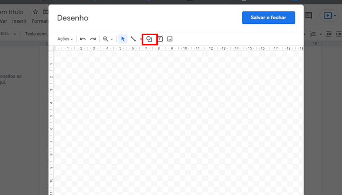 Processo para colocar bordas no Google Docs usando formas (Imagem: Reprodução/Google Docs) 