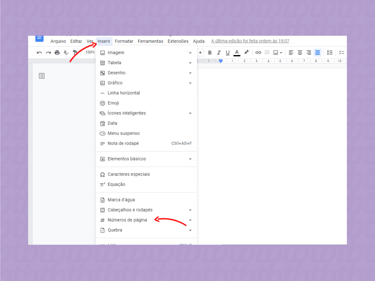 Como numerar páginas no Google Docs