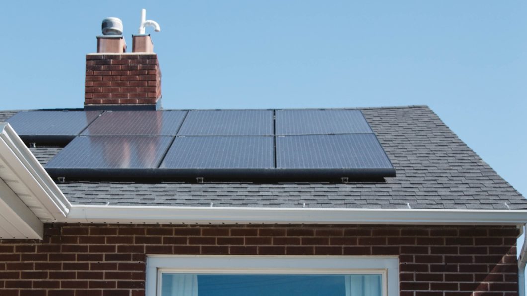 Solar energy panel on the roof of a house