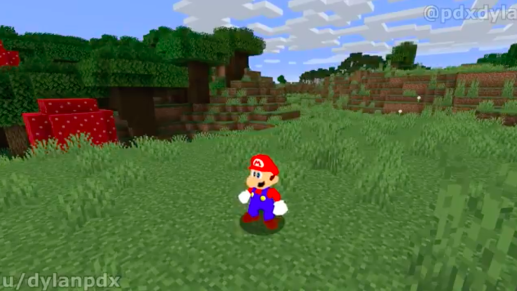Super Mario 64 agora está em Minecraft (Imagem: Reprodução)