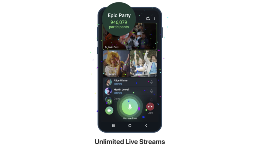 Telegram ganha transmissões ao vivo ilimitadas (Imagem: Divulgação)