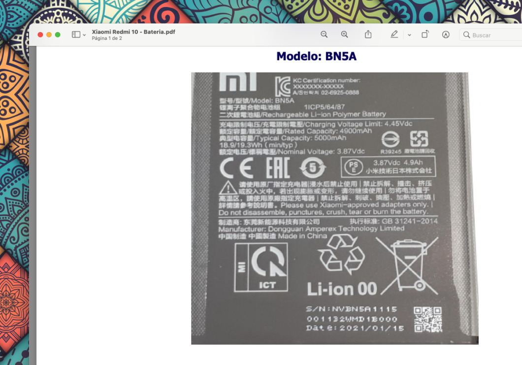 Bateria do Xiaomi Redmi 10 (Imagem: Reprodução/Tecnoblog)