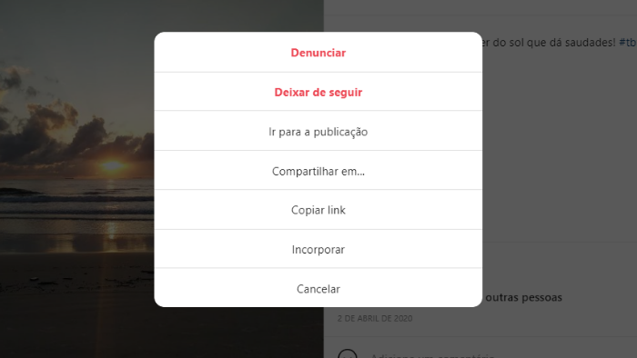 Como denunciar abuso ou spam no Instagram pelo computador