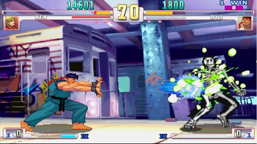 Ryu desfere hadouken em Street Fighter III