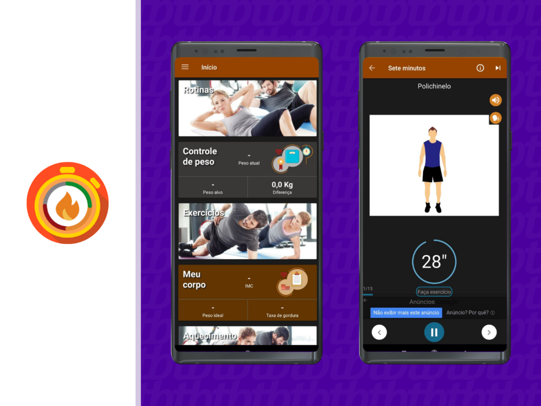 screenshot app exercícios em casa