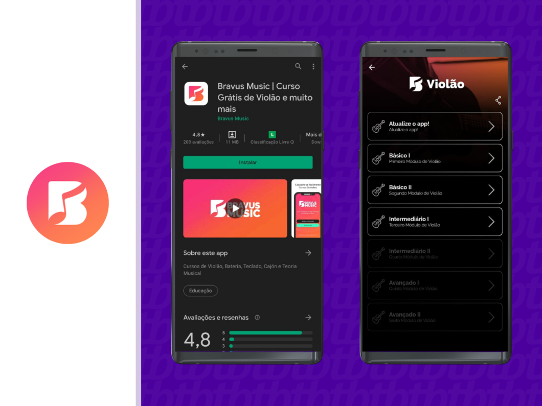 Bravus Music é um aplicativo para aprender a tocar violão online