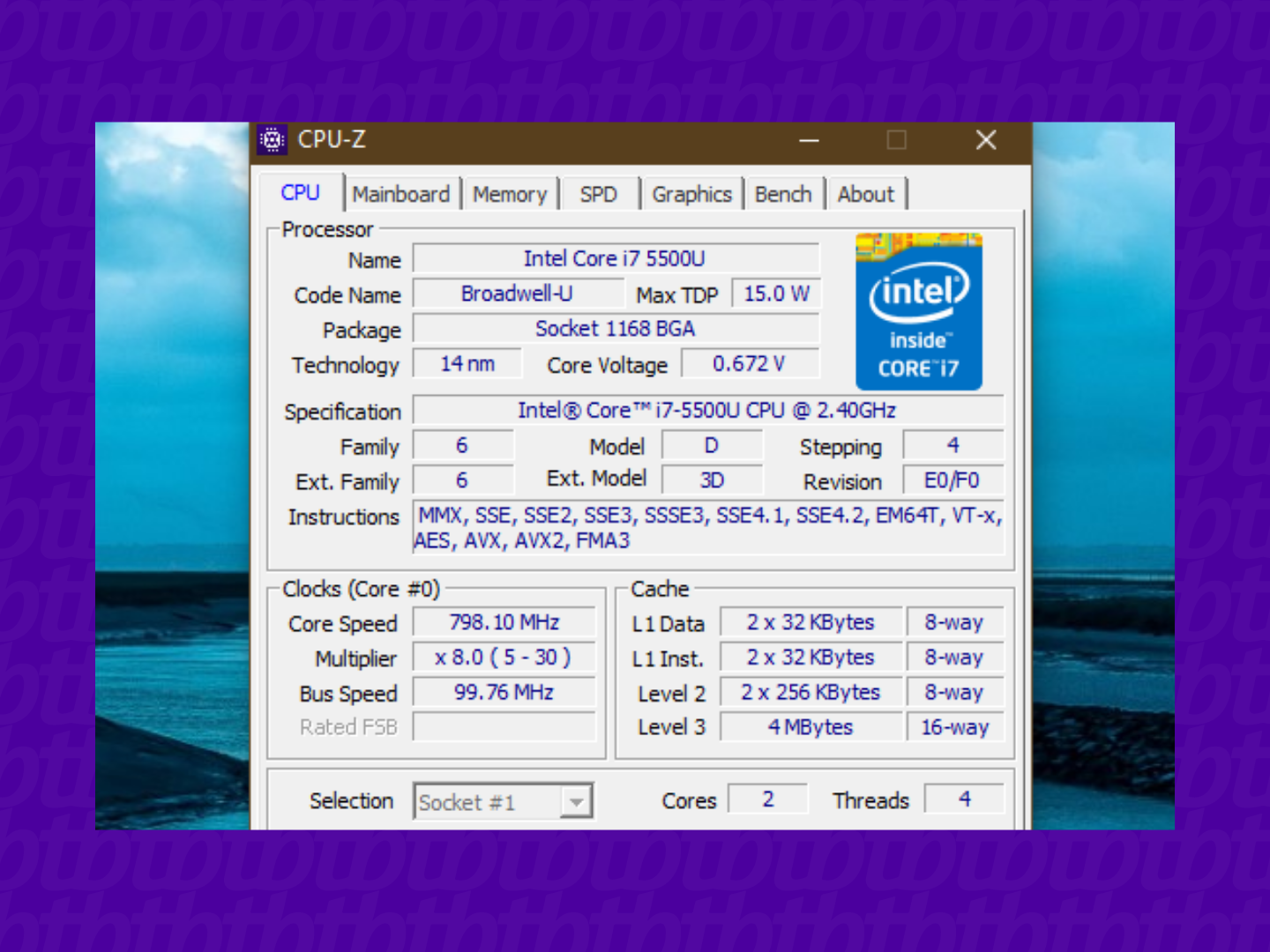 Página inicial do CPU-Z (Imagem: Leandro Kovacs/Reprodução)