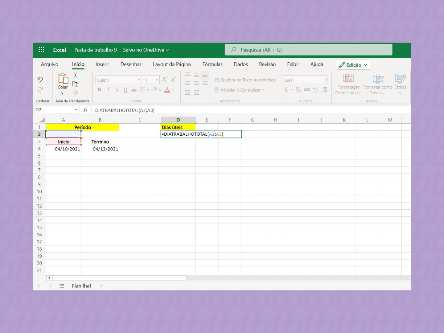 Como calcular dias úteis no Excel / Microsoft / Reprodução