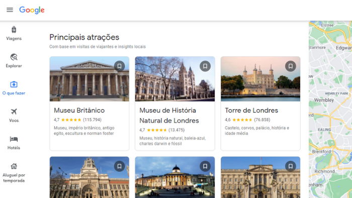 screenshot pontos turísticos google travel