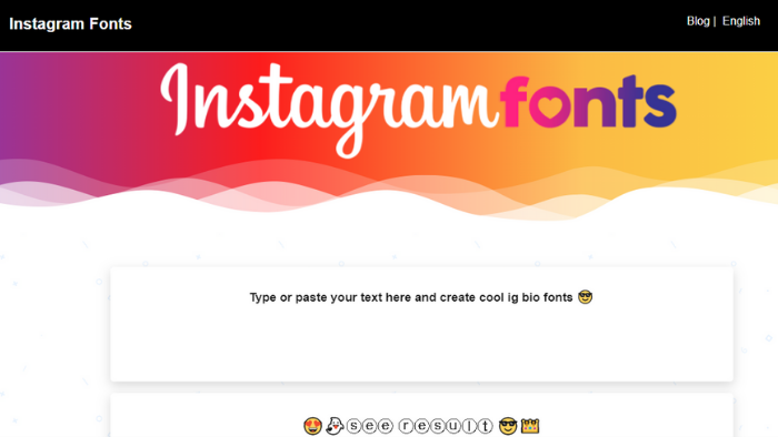 tela inicial site instagram fonts