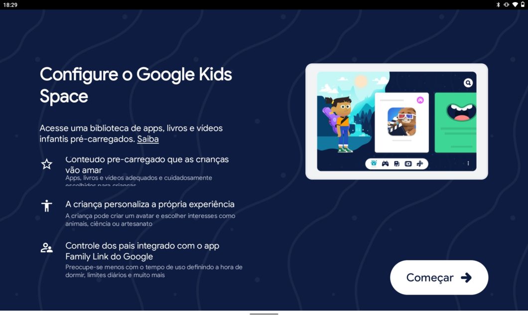 Google Kid Spaces no Tab P11 Plus (imagem: Emerson Alecrim/Tecnoblog)