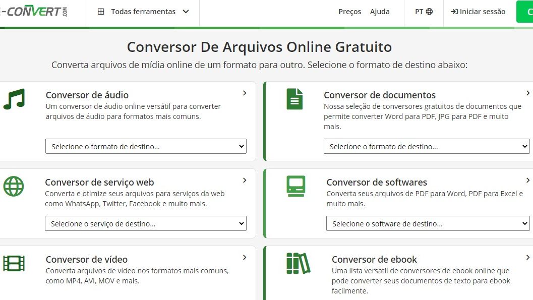 Ferramenta para converter vídeos online com ações rápidas