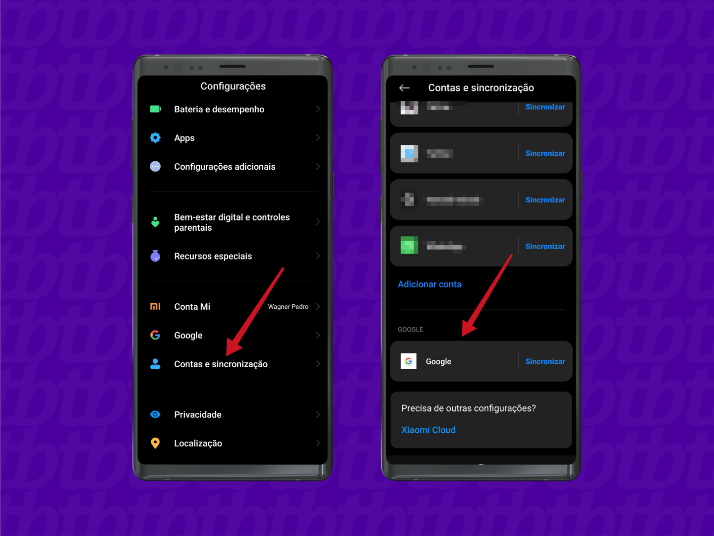 Tap “Accounts & Sync” and then “Google” (Image: Playback/MIUI 12)