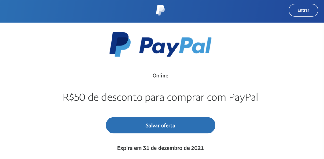 PayPal oferece cupom de R$ 50