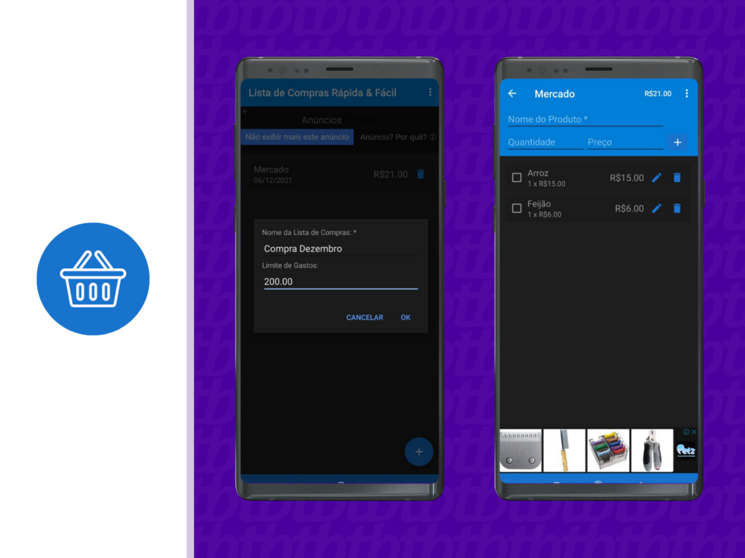 screenshots app lista de compras