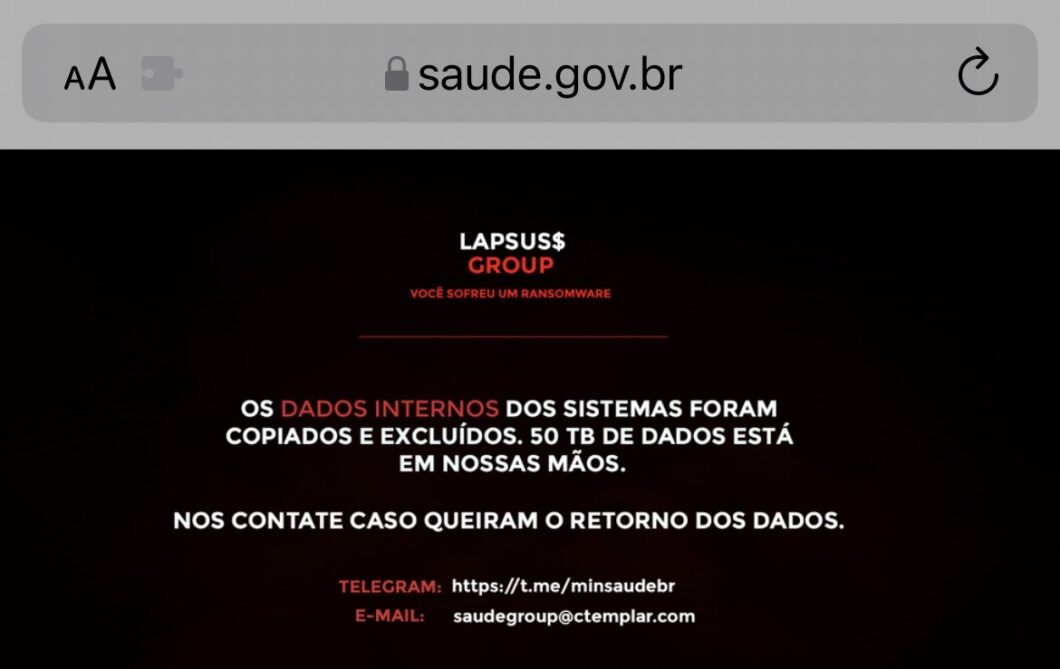 Ministry of Health website hacked (image: Twitter/Jeff Nascimento)