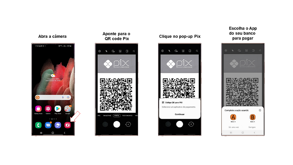 Leitura de QR Code para Pix através do app Câmera para celulares Samsung Galaxy (Imagem: Reprodução/Samsung)