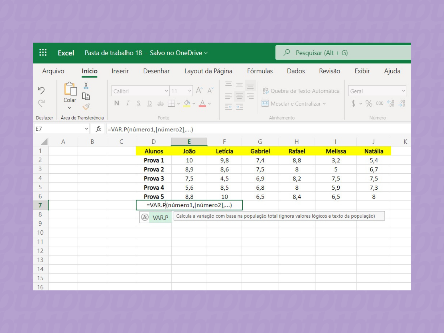 Como calcular variância no Excel / Microsoft / Reprodução