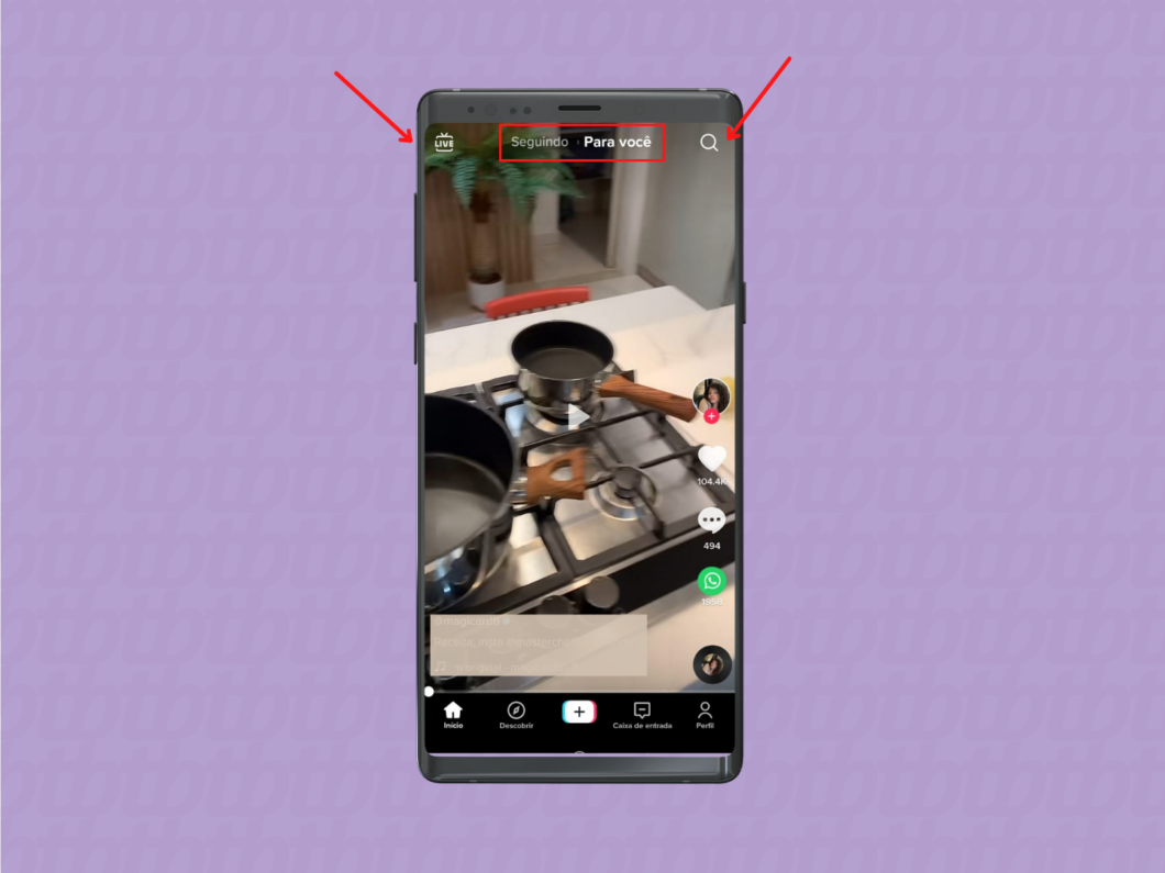 screenshot aba início tiktok