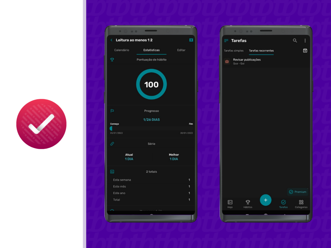 Habitnow app screenshot of routine and habits