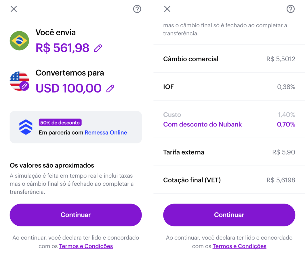 Simulação no Nubank