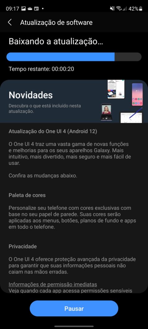 Galaxy S20 FE com Snapdragon 865 recebe Android 12 no Brasil (Imagem: Reprodução/Tecnoblog)