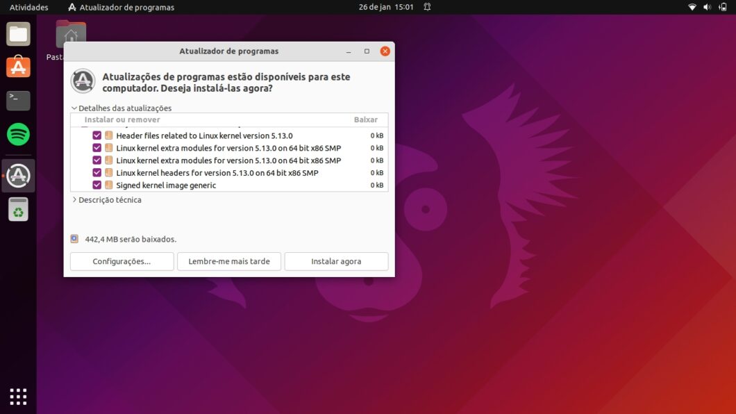 Atualizações no Ubuntu Linux (imagem: Emerson Alecrim/Tecnoblog)