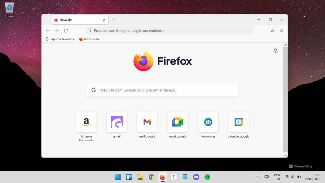 Firefox on Windows 11 (image: Emerson Alecrim/Tecnoblog)