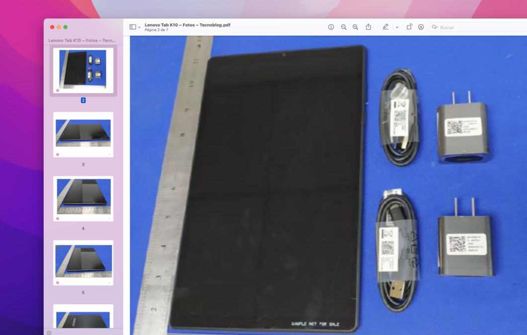 Fotos do Lenovo Tab K10 nos arquivos da Anatel (Imagem: Reprodução/Tecnoblog)