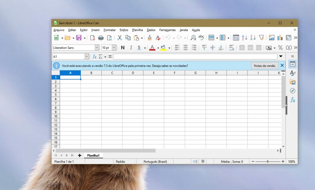 Calc do LibreOffice 7.3 para Windows (imagem: Emerson Alecrim/Tecnoblog)
