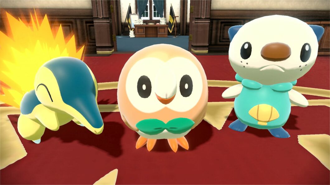 Cyndaquil, Rowlet e Oshawott são os iniciais em Pokémon Legends: Arceus (Imagem: Divulgação/Nintendo)