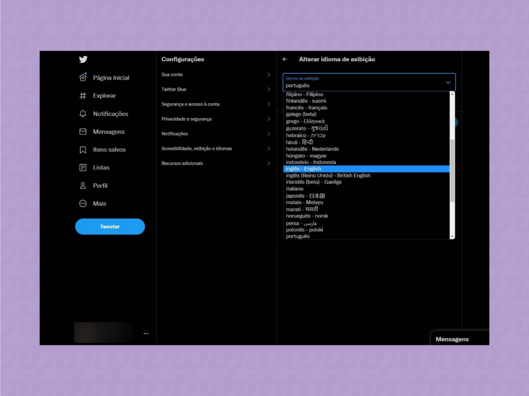 Como mudar o idioma do Twitter no navegador / Twitter / Reprodução