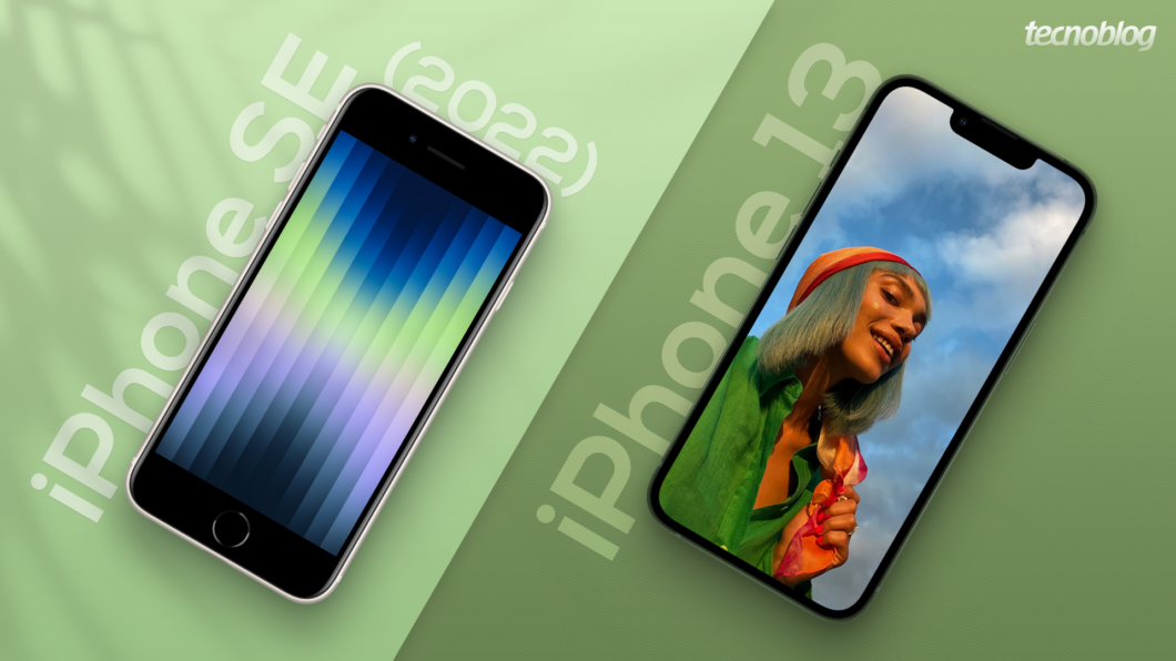 iPhone SE (2022) vs iPhone 13 (Imagem: Guilherme Reis/Tecnoblog)