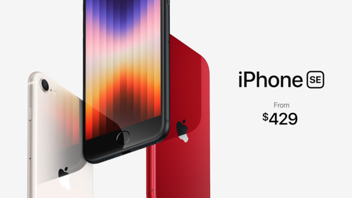 iPhone SE (2022) chega com três opções de cor (Imagem: Divulgação/Apple)