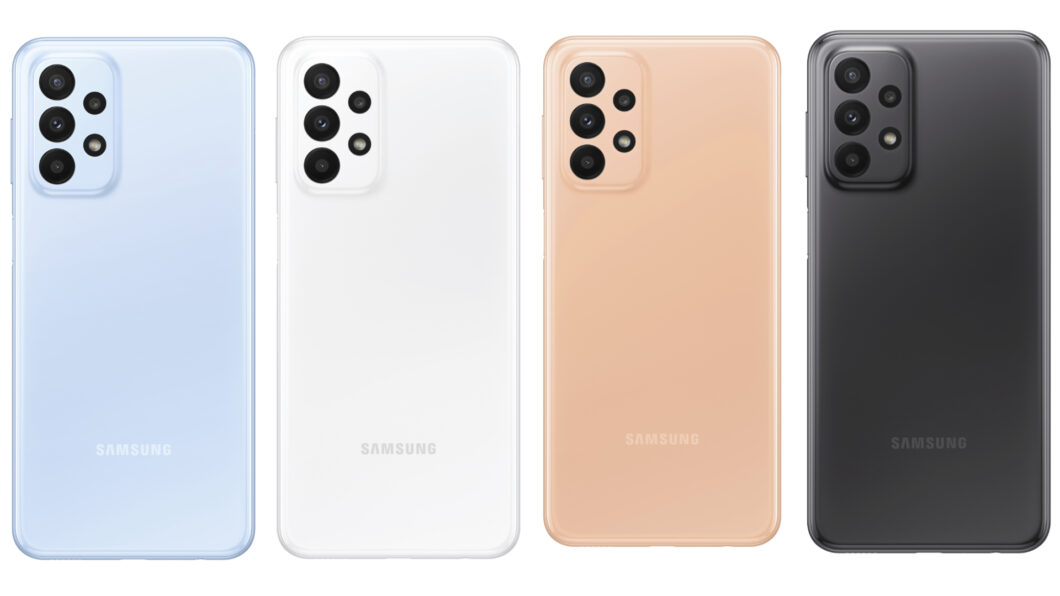 Galaxy A23 (foto) e A13 têm quatro opções de cores (Imagem: Divulgação/Samsung)