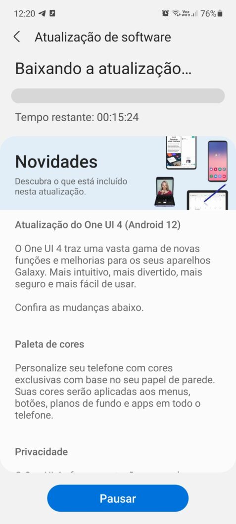Galaxy A52 5G recebe Android 12 com One UI 4 (Imagem: Reprodução/Samsung Members)
