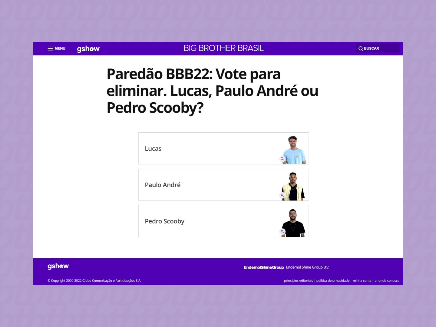 Como votar no Big Brother Brasil / Gshow / Reprodução