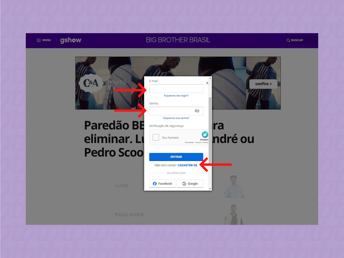 How to vote for Big Brother Brasil / Gshow / Reproduction