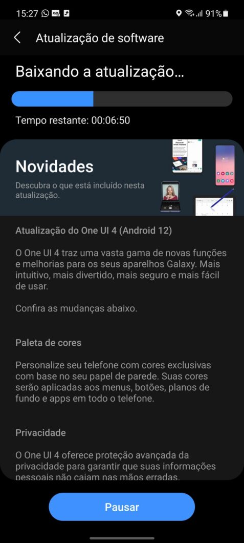 Galaxy A72 recebe Android 12 (Imagem: Reprodução/Samsung Members)