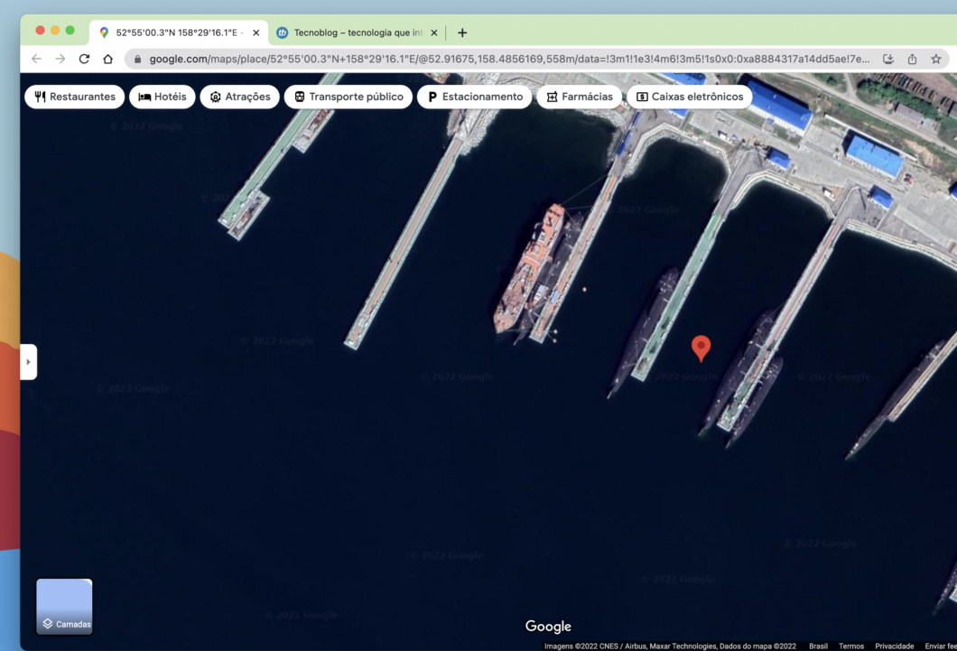 Google Maps exibe instalação estratégica da Rússia (Imagem: Reprodução/Tecnoblog)