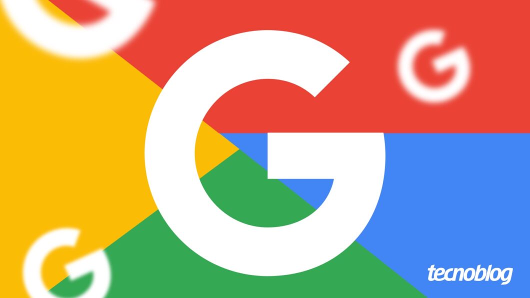 Arte mostra o logotipo do Google (a letra "G" em cor branca) em um fundo de cor amarela, verde, vermelho e azul.