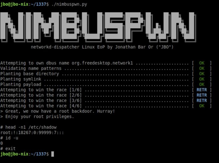 Exploit de teste para as falhas Nimbuspwn (imagem: reprodução/Microsoft)