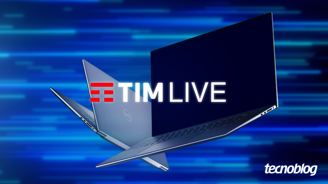 Logo da TIM Live com notebook ao fundo