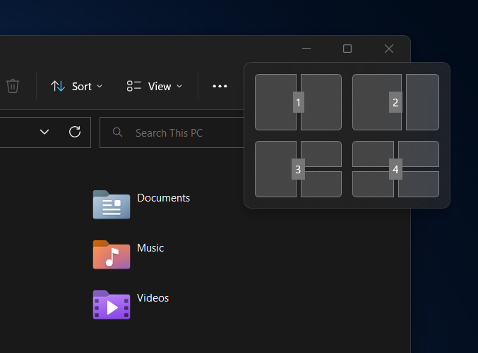 Snap Layout facilita seleção de tamanho de janelas em prévia do Windows 11 (Imagem: Reprodução/ArsTechnica)