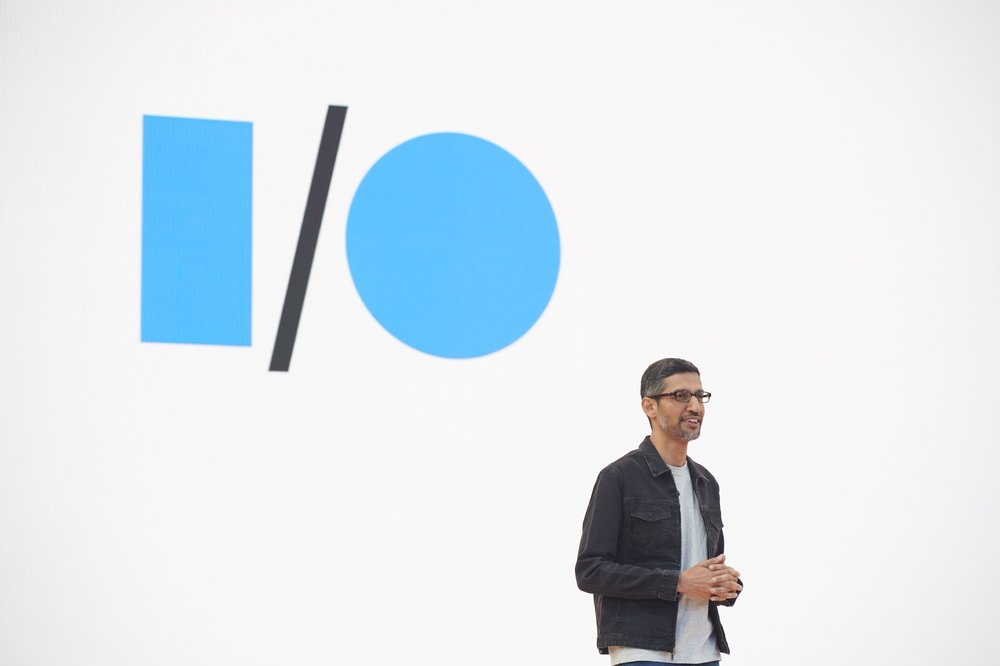 Sundar Pichai (CEO) no Google I/O 2022 (imagem: divulgação/Google)