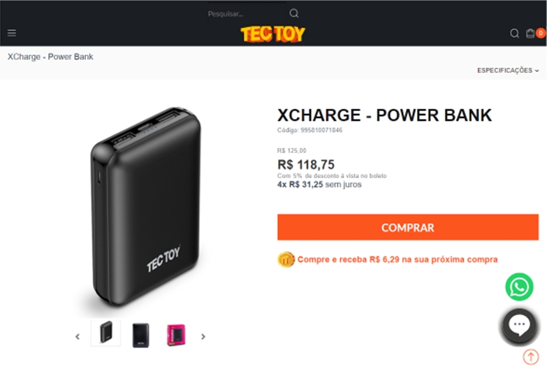 Powerbank da Tectoy; produto não é mais vendido (imagem: reprodução/Anatel)