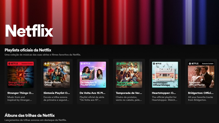 Spotify lança Netflix HUB no Brasil com trilhas de séries e filmes / Spotify / Reprodução
